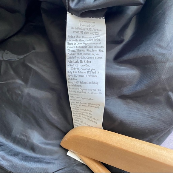 Cotton On The Coat Natural Herringbone Weave Wool Blend Lined Women’s Sz 8 NWOT - Picture 7 of 10